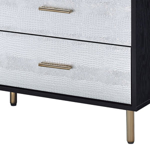 English Elm Myles Faux Crocodile Six-Drawer Dresser with Metal Legs, Full KD Frame, Durable Veneer Finish Black,Gold,Silver 54 L x 22 W x 9 H B2726P286618