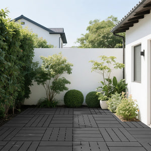 English Elm Plastic Interlocking Patio Tiles 44 Pack Waterproof Pp Snap Fit Outdoor Pool Deck W3022P251835