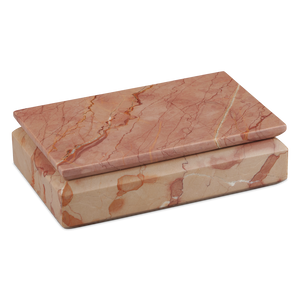 Leslie Rosa Marble Box – Handcrafted Rosa Cappuccino Marble with Unique Variations for Modern Décor