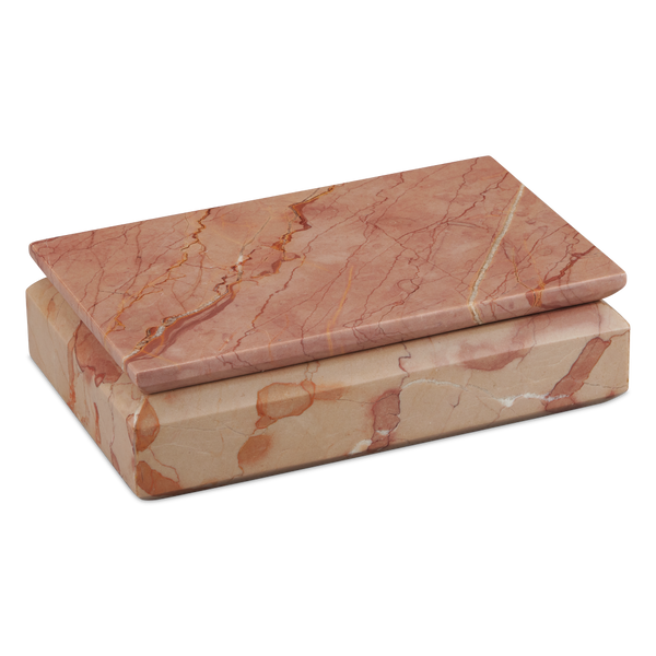 Leslie Rosa Marble Box – Handcrafted Rosa Cappuccino Marble with Unique Variations for Modern Décor
