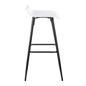 English Elm Ale 30" Contemporary Fixed-Height Bar Stool with Wave Upholstered Seat and Black Steel Base, Set of 2 White B202P222228