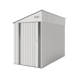 English Elm Campcraft Metal Storage Shed with Sloped Roof Ventilation and Weather Resistant Steel Panels White W1598S00047