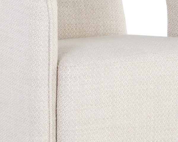 Sunpan KENDRICK Wheeled Dining Armchair – Modern Ergonomic Design with Durable Fabric for Stylish Comfort 109138V