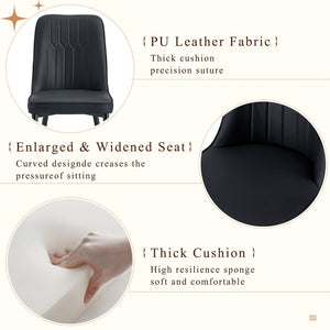 English Elm Table & 8 Black Pu Chairs Set - Modern 67" Mdf Dining Table With Stylish Design & Easy Care Finish W1151S04167-GIGA