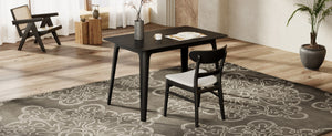 English Elm [video] Mid-century Modern Dining Table Rubberwood Splayed Legs Faux Grain Top Seats Four N759P222557B