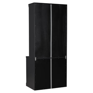 English Elm 83.4"Tall Modern Bookshelf With Led Lighting, Glass Doors & Drawer For Stylish Storage And Display N751S280595B