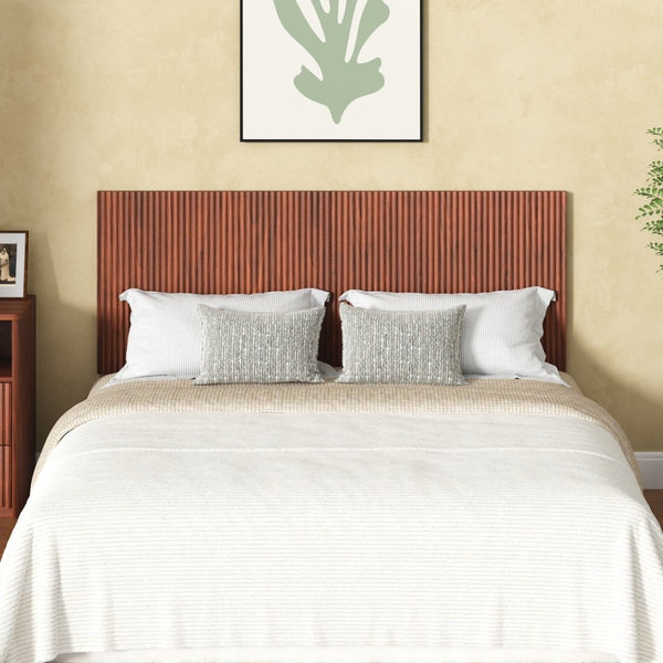 English Elm Modern Wavy Wall-mounted Queen Headboard with Organic Wood Grain Bohemian Bedroom Texture Walnut W1820P407910