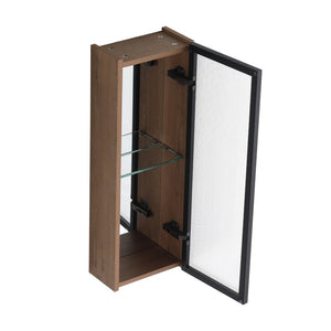English Elm 30'' Wall Mounted Mirror Cabinet Black Aluminum Acrylic Door Floating Bathroom Storage W999S00538