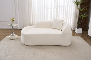 English Elm Ly-048 Sculpted Chenille Chaise Lounge Convertible Sleeper Sofa for Modern Living Spaces Milk White W2231P401698