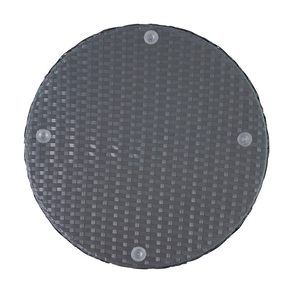 English Elm Christopher Knight Home® - KONO Woven Outdoor 3-Piece Patio Chat Set with Aluminum Frame, Tempered Glass Table, Cushions Black+Ivory 53142.00ALU