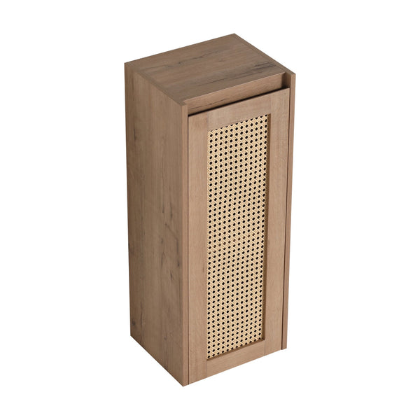 English Elm 12" Bathroom Side Cabinet Wall-Mounted, Soft-Close Hinges, Plywood, Hidden Handle, Space-Saving Storage W999P279375