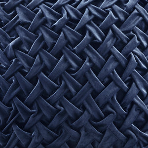 English Elm Square Ruched Velvet Decor Pillow with Plush Goose Feather Insert and Hidden Zipper Luxury Touch Navy 17.32 L x 17.32 W x 3.94 H B035129203