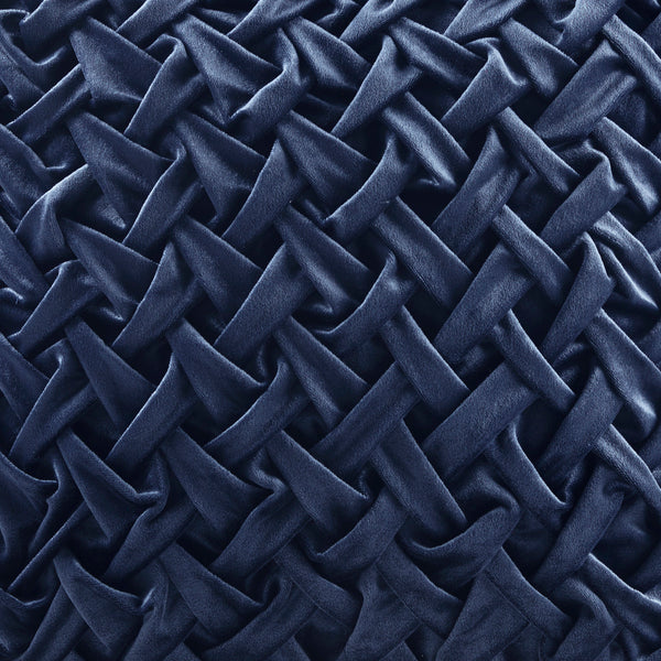 English Elm Square Ruched Velvet Decor Pillow with Plush Goose Feather Insert and Hidden Zipper Luxury Touch Navy 17.32 L x 17.32 W x 3.94 H B035129203