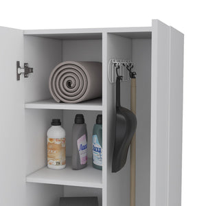 English Elm Bacoa Tall Utility Cabinet with Broom Storage and Five Shelves for Laundry Rooms B097S00237