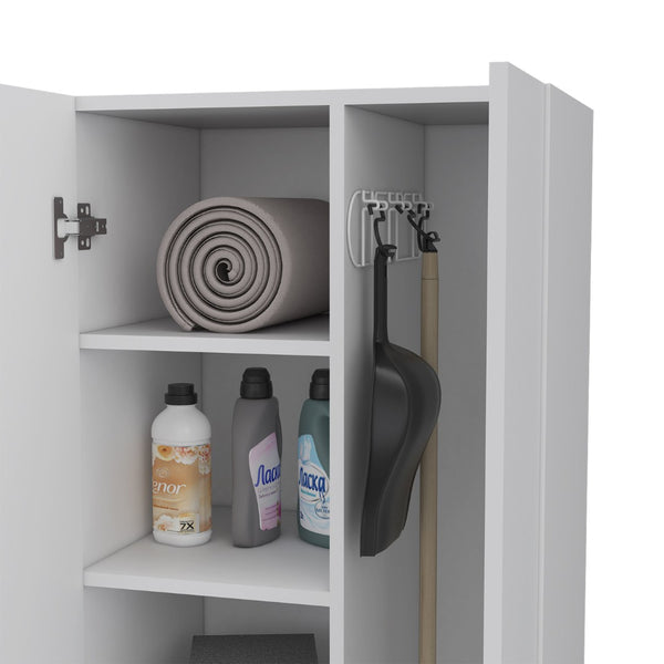 English Elm Bacoa Tall Utility Cabinet with Broom Storage and Five Shelves for Laundry Rooms B097S00237