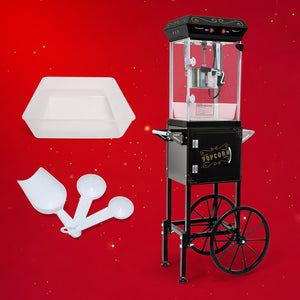 English Elm 6oz Retro Theater Popcorn Popper Cart with Stainless Kettle for Game Room Fun Black W2841P272024