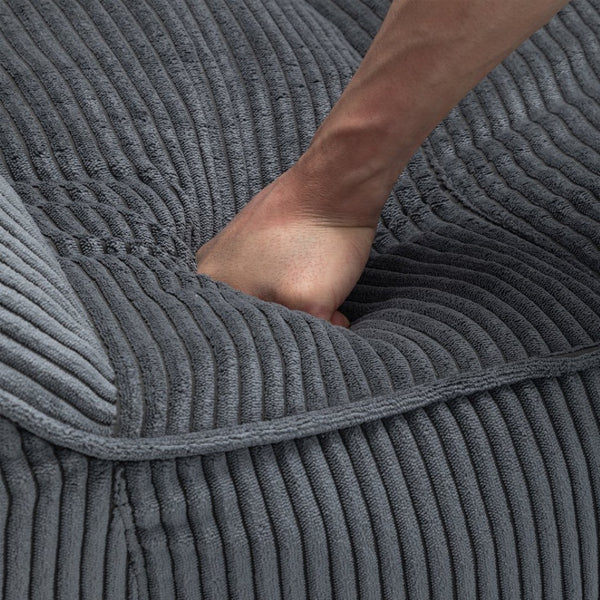 English Elm Giant Corduroy Bean Bag with Armrests Shredded Foam Lounge Chair for Living Room Dark Gray W2200P442623