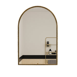 English Elm Arched Decorative Wall Mirror for Bathroom Vanity and Entryway — Elegant Arch Design for Living Room Bedroom Gold W757P251826