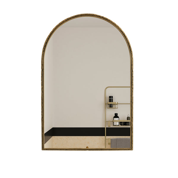 English Elm Arched Decorative Wall Mirror for Bathroom Vanity and Entryway — Elegant Arch Design for Living Room Bedroom Gold W757P251826