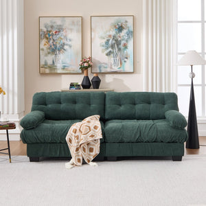English Elm Cloud Modular Sectional Sofa Deep Seat Flannelette Upholstered Living Room Couch Green W2120S00019