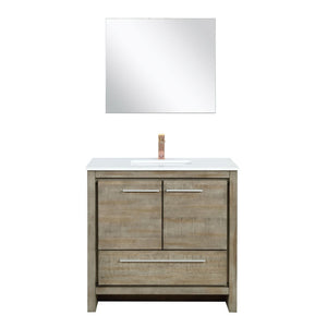 English Elm Rustic Acacia Bath Vanity Set With Cultured Marble Top, Rose Gold Faucet & Matching Framed Mirror B2731S02074-GIGA