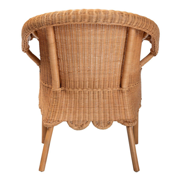 English Elm Bohemian Honey Rattan Armchair Woven Dining Seat with Cutout Skirt for Coastal Rooms B2750P467810
