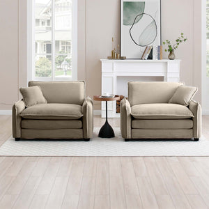 English Elm Tan Corduroy Deep-Seated Sofa Set – Luxurious Comfort For Living Rooms & Offices, Easy Assembly! W714S00704-GIGA