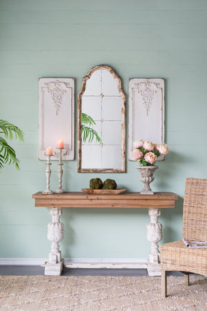 English Elm 59x18x32" Alcott Buffet Table - Vintage Whitewashed Fir Sideboard, Rustic Heirloom Charm for Dining & Entryway, Versatile Storage W2078P201491