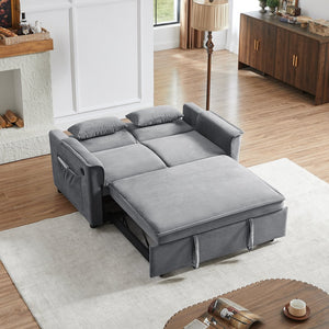 English Elm Modern Fabric Convertible Loveseat Sleeper Sofa Bed with Adjustable 3-Level Backrest, Twin Pull-Out for Small Spaces Grey W1123P283618