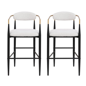 English Elm Christopher Knight Home® - Barstools Set Of 2 - Modern Upholstered Kitchen Stools With Supportive Backs & Iron Legs, Beige N779P248198M