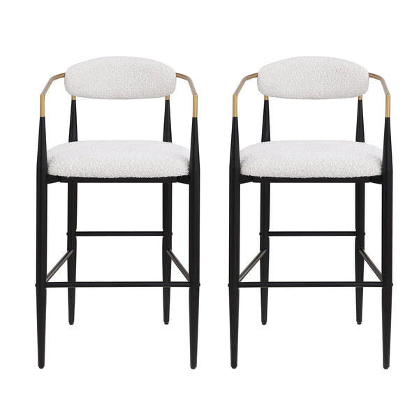 English Elm Christopher Knight Home® - Barstools Set Of 2 - Modern Upholstered Kitchen Stools With Supportive Backs & Iron Legs, Beige N779P248198M