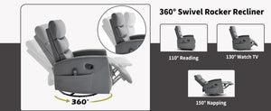 English Elm Heat Massage Rocker Swivel Recliner with 8 Vibration Nodes Fabric Lounge Chair W3224P322245