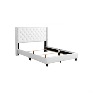 English Elm Elegant Tufted Queen Bed Frame with Adjustable Headboard, Support Slats & Durable Legs for Comfort and Style White 8 L x 65 W x 28 H B078118292