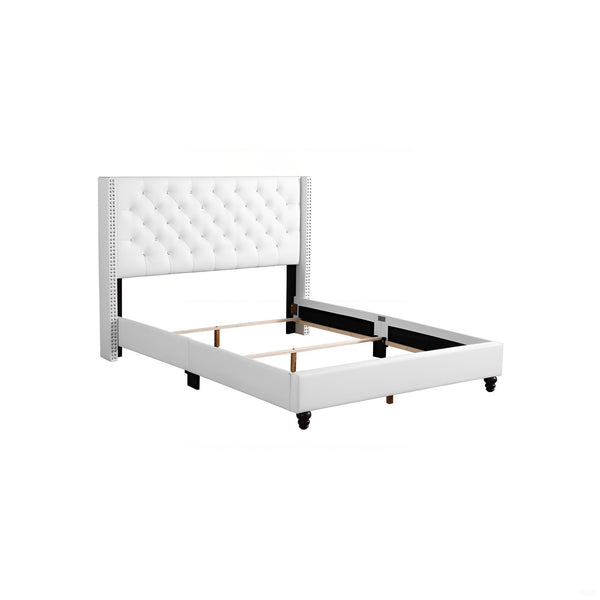 English Elm Elegant Tufted Queen Bed Frame with Adjustable Headboard, Support Slats & Durable Legs for Comfort and Style White 8 L x 65 W x 28 H B078118292