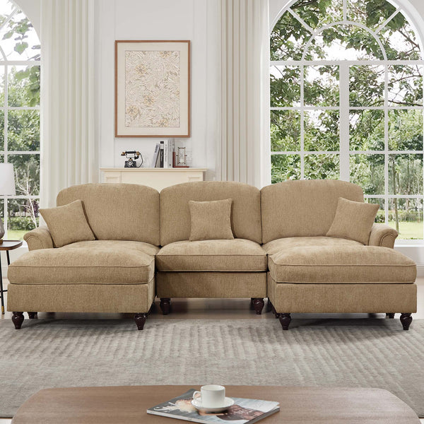 English Elm Classic Comfy Modular U-Shape Sectional Sofa With Removable Skirts, Ottoman, And Stylish Design W3041S00246