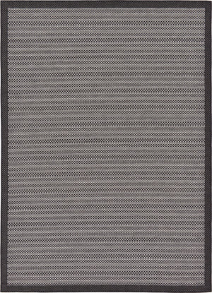 Unique Loom Outdoor Border Checkered Machine Made Border Rug Gray, Black/Gray/Silver 7' 1" x 10' 0"