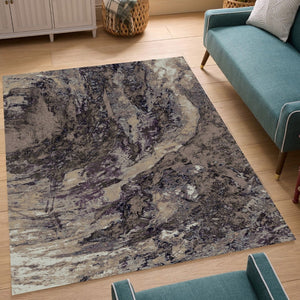 English Elm Artistic Abstract Turkish Woven Area Rug Warm Brown Tones for Living Dining Rooms B186P428934