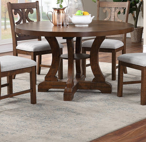 English Elm Oak 54" Round Dining Table Distressed Painted Wood Finish, Elegant Comfortable Upholstered Chairs-Friendly Design B011P290171