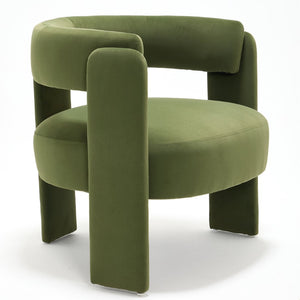 English Elm Accent Chair Velvet Upholstered Mid Century Modern Seat with Tapered Wood Legs for Any Room Green W3244P417183
