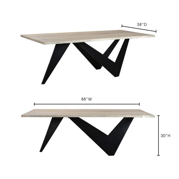 English Elm Bird Live Edge Oak Slab Dining Table with Sculptural Iron Base Seats Six B2769S00009