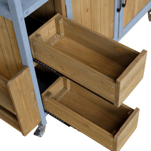 English Elm 54.33" Farmhouse Outdoor Kitchen Cart Solid Fir Frame Steel Top Storage Bbq Prep Blue Gray,Walnut Brown N767P379702B
