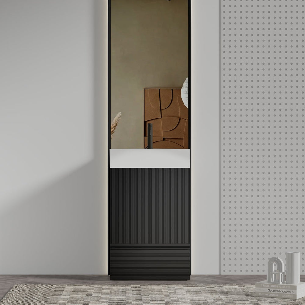 English Elm Gada 20" Modern Matte Black Bathroom Vanity With Ceramic Sink & Efficient Storage For Small Spaces W1865S00089