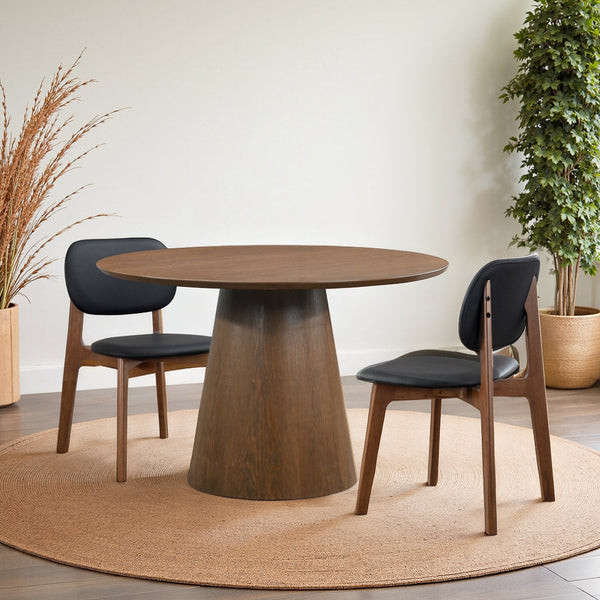 English Elm Ashcroft Furniture - Palamedes Solid Wood Round Dining Table In Elegant Walnut Finish – Modern, Space-Saving Design! B183S00198