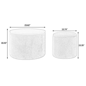 English Elm 2-Piece Round Chenille Storage Ottoman Set with Hidden Compartment and Sturdy MDF Top for Home Decor Dark Blue W487P179600