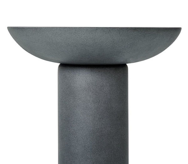 English Elm Polyresin Column Pedestal Birdbath Faux Stone Finish Weather Resistant Outdoor Garden N772P450057G