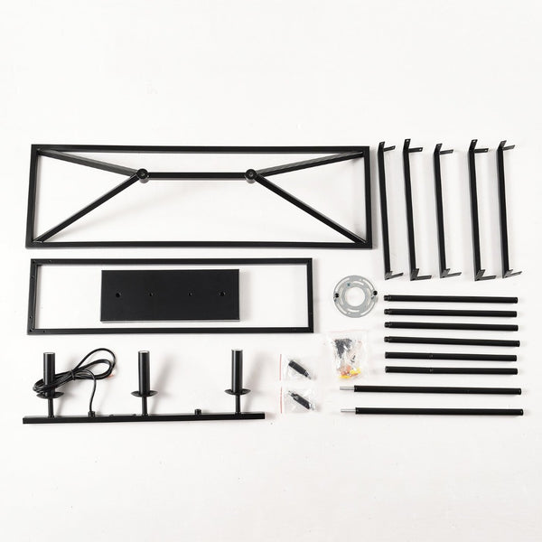 English Elm 3-light Industrial Farmhouse Linear Chandelier Matte Black Metal for Island or Dining W5008P465017