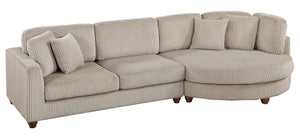 English Elm Contemporary 3pc Sectional Set with USB Charging, Corduroy Upholstery, Storage Ottoman & Pillows Camel 57 L x 57 W x 23 H B011S01283