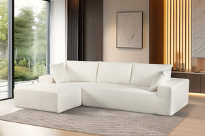 English Elm Cozyform Convertible Sectional Sofa In Ivory Corduroy - Plush, Space-Saving Sleeper For Modern Living B2735P359715