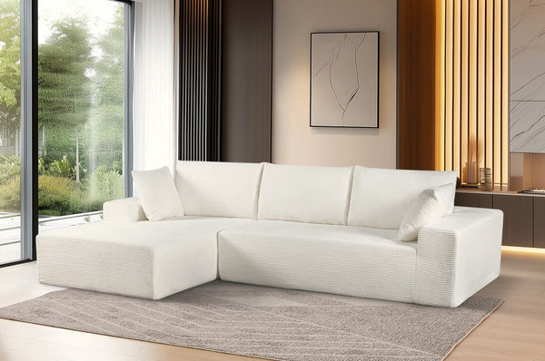 English Elm Cozyform Convertible Sectional Sofa In Ivory Corduroy - Plush, Space-Saving Sleeper For Modern Living B2735P359715