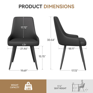 English Elm Modern Dining Chairs Set Of 2 - Comfortable Faux Leather Upholstered Design With Metal Legs T3950P397125